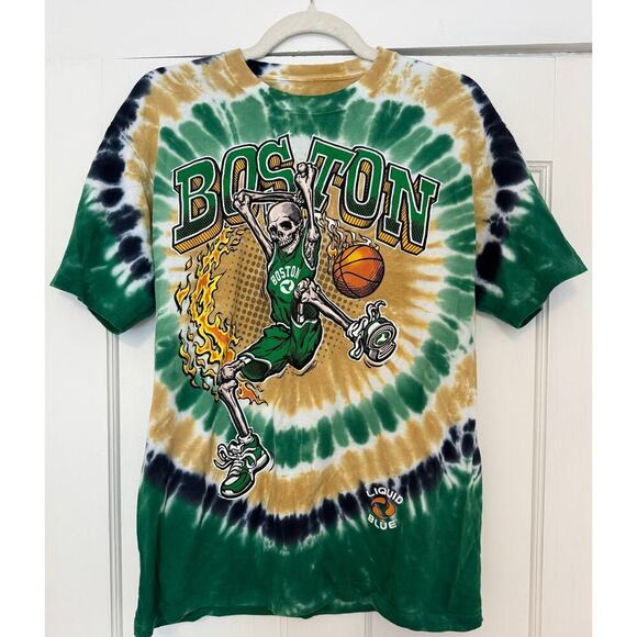 Liquid Blue Other - LIQUID BLUE Tie Dye Boston Celtics Basketball Dunker Skeleton T-Shirt Size M